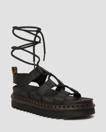 Dr Martens Nartilla Leather Gladiator Sandale Damske Čierne | 1563-OVUPW